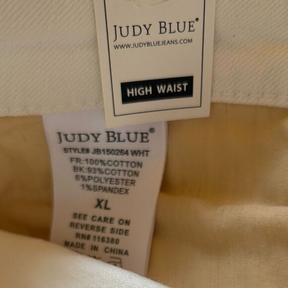 Judy Blue Distressed White Jean Shorts High Waist Rigid Magic Size XL NEW - Picture 5 of 8